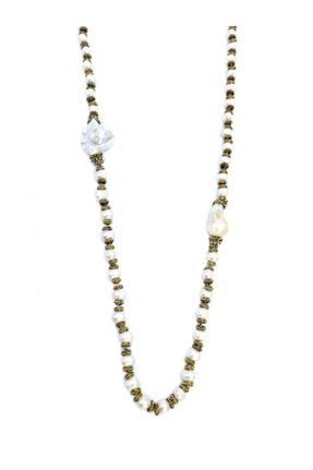 گردنبند جواهر سفید زنانه روکش طلا کد 136003423