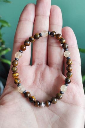 دستبند جواهر قهوه ای زنانه سنگ طبیعی Natural Jewelleryy - کد 136064999