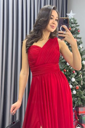 لباس مجلسی سایز بزرگ قرمز زنانه دو سینه zks grup tekstil - کد 889068832