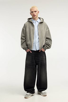 شلوار جین مشکی مردانه پاچه پهن Pull & Bear - کد 888685447