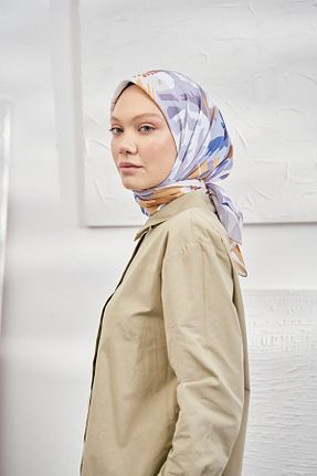 روسری آبی پنبه پلی استر ARMANDA - کد 888660845
