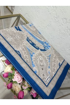 شال آبی زنانه پنبه ای Tasarım - کد 888700500