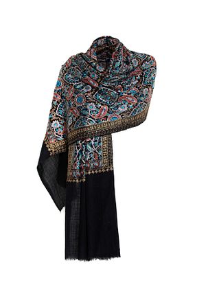 شال مشکی زنانه کشمیر CASHMERE AND SİLK MAWLANA - کد 888695014