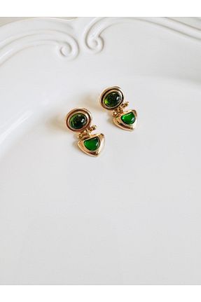 گوشواره جواهر سبز زیرکن DEVİ fashion - کد 888700883