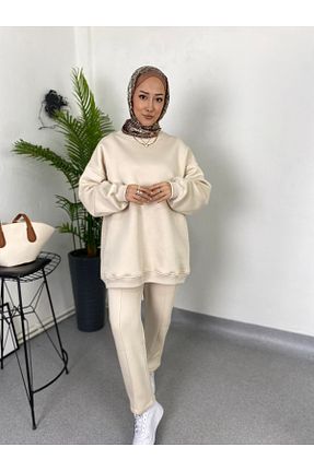 ست گرمکن حجاب بژ زنانه اورسایز EFİL - کد 889436287