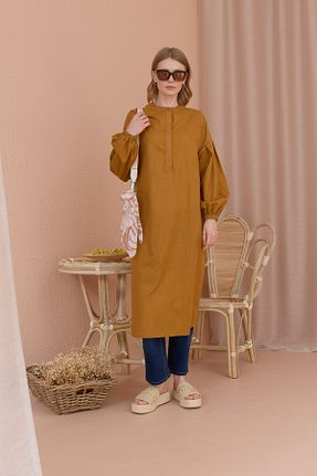 پیراهن قهوه ای زنانه رگولار Fatma Atasoy - کد 839406476
