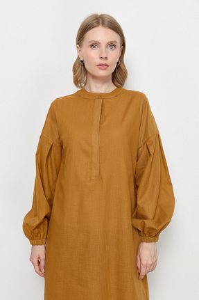 پیراهن قهوه ای زنانه رگولار Fatma Atasoy - کد 839406476