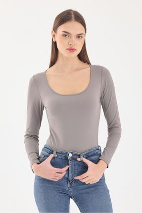 بادی طوسی زنانه یقه U ZACHARIUZ - کد 888778502