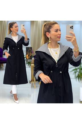 ترنچکت مشکی زنانه پلی استر RACE FASHİON - کد 305100848