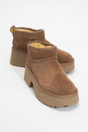 بوت / نیم بوت بژ زنانه چرم خالص luvishoes - کد 888821958