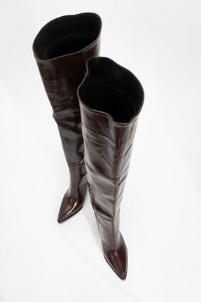 چکمه زرشکی زنانه چرم مصنوعی luvishoes - کد 888816278