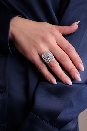 انگشتر نقره زنانه زیرکن Kiriş Gümüş - کد 786034395