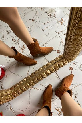 بوت / نیم بوت قهوه ای زنانه چرم خالص MERVE TOPRAKLI - کد 888824212