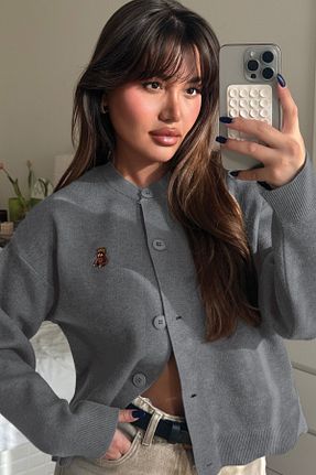 رویه طوسی زنانه پشمی Açelya Okcu - کد 880236432