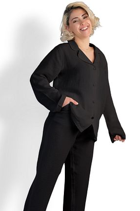 ست لباس راحتی مشکی زنانه ساده DALİSA - کد 888658499