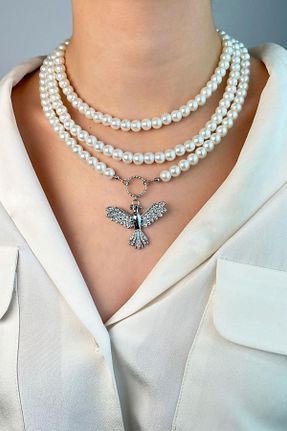 گردنبند جواهر طوسی زنانه شیشه Sose Moda - کد 889686099