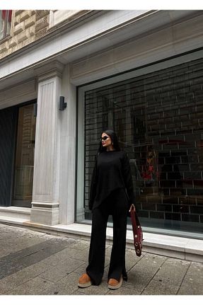 ست بالاتنه و پائین تنه مشکی زنانه بافتنی VOOLSTYLE - کد 888932537