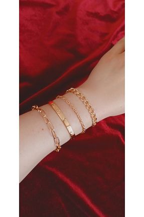 دستبند استیل (فولاد) طلائی زنانه استیل (فولاد) NKIE JEWELS - کد 888949974