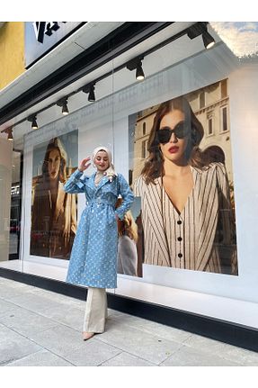 ترنچکت آبی زنانه بدون آستر Elsa Tasarım - کد 889886031