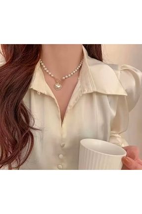 گردنبند جواهر سفید زنانه مروارید Pelin Boutique - کد 889721093