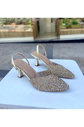 کفش مجلسی طلائی زنانه چرم مصنوعی Gloriys Ayakkabı & Çanta - کد 846238223