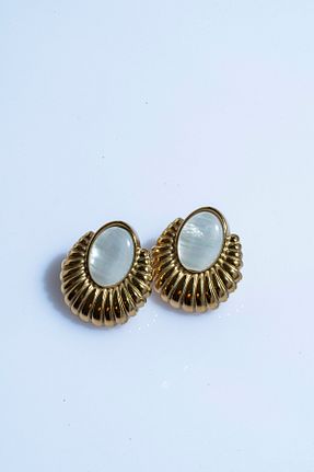 گوشواره استیل (فولاد) طلائی زنانه استیل (فولاد) Limosse Jewelry - کد 889006853