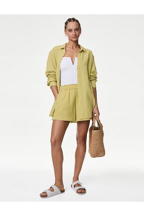 شلوارک و برمودا بژ زنانه رگولار Marks & Spencer - کد 834407363