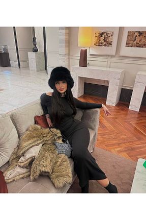کلاه مشکی زنانه خز مصنوعی Luminos Butik - کد 857839386