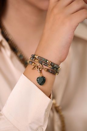 دستبند جواهر طلائی زنانه سنگ طبیعی Fatma yaşar - کد 889094872