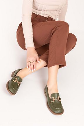 کفش لوفر خاکی زنانه چرم خالص Gondol - کد 888369959
