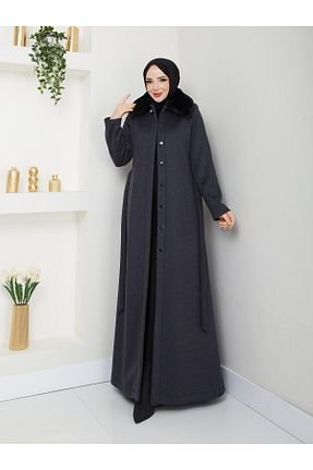 مانتو بلند حجاب طوسی زنانه پشمی Doque - کد 889150765