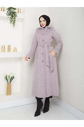 پالتو پشمی حجاب بنفش زنانه رگولار Doque - کد 889148924