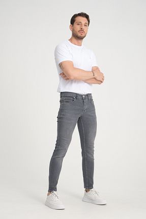شلوار جین طوسی مردانه پاچه تنگ OneZero - کد 738618495