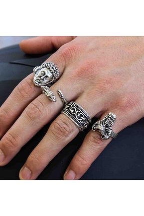 انگشتر جواهر مردانه روکش نقره Atolyezone - کد 937406229
