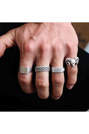انگشتر جواهر مردانه روکش نقره Atolyezone - کد 937406288