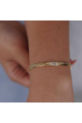 دستبند طلا زرد زنانه 14 عیار İzgi Kuyumculuk - کد 807627192