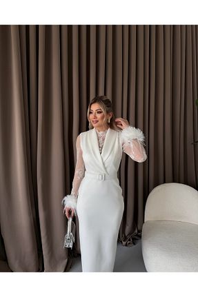 لباس سفید زنانه بافتنی 1Moda1Tarz - کد 890055584