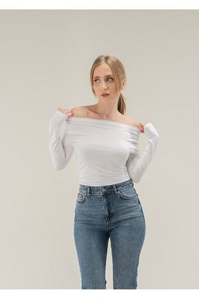 بلوز سفید زنانه ساده MY COUSİN - کد 889328412