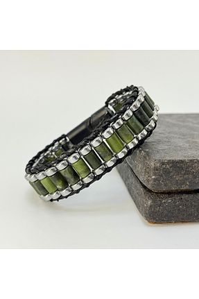 دستبند جواهر سبز مردانه سنگ طبیعی YILDIZ DOĞAL TAŞ - کد 889378773