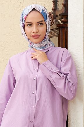 شال بنفش زنانه پنبه ای İpekhan - کد 446554565