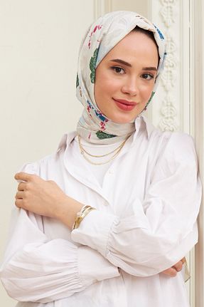 شال سفید زنانه پنبه ای İpekhan - کد 446626523