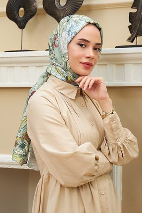 شال سبز زنانه پنبه ای İpekhan - کد 446762806