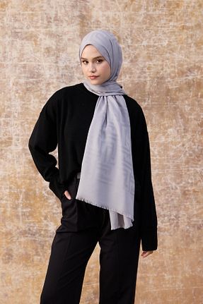 شال طوسی زنانه پنبه ای İpekhan - کد 883347965