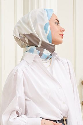 شال آبی زنانه پنبه پلی استر İpekhan - کد 446625139