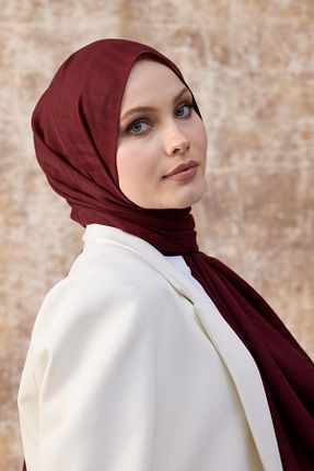 شال زرشکی زنانه پنبه ای İpekhan - کد 883331817