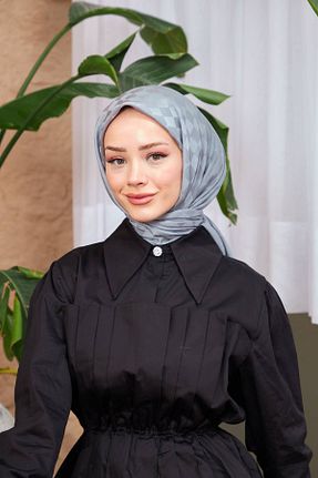روسری طوسی پنبه پلی استر İpekhan - کد 783754055