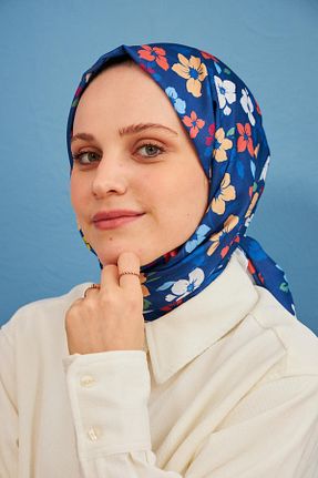 شال آبی زنانه پنبه پلی استر İpekhan - کد 762768892