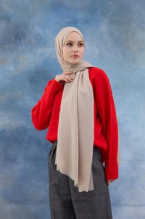 شال بژ زنانه پنبه ای İpekhan - کد 889380040