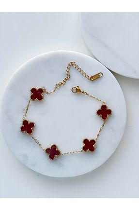 دستبند جواهر زرشکی زنانه سنگ طبیعی ANGELSS JEWELLERY - کد 890589620