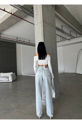 شلوار جین آبی زنانه پاچه پهن Aida Fashion - کد 889433286